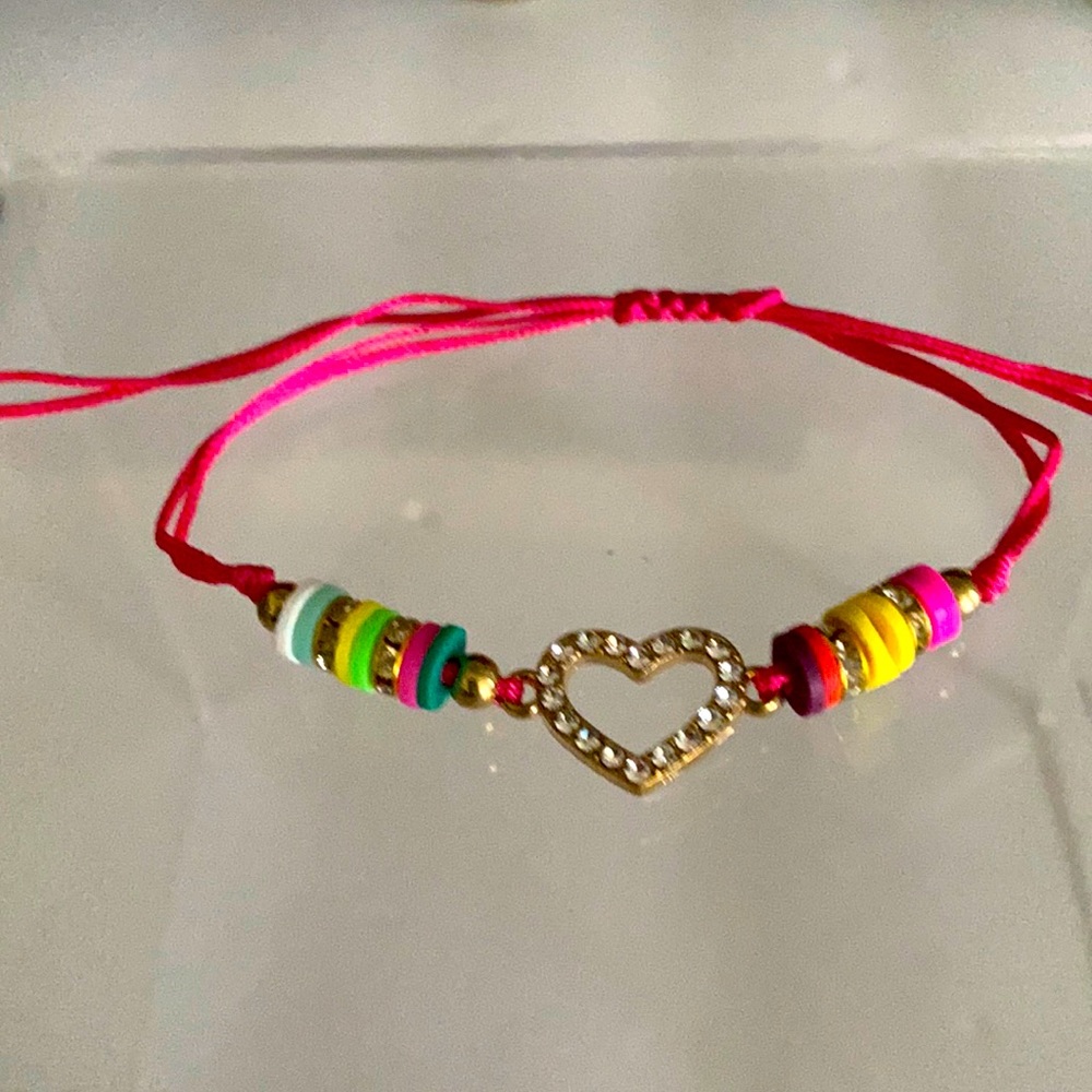 Heart 💗 Pink Adjustable Stone Bracelet